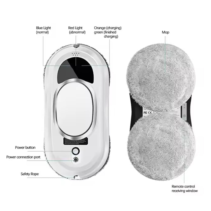 5600Pa Smart Window Cleaning Robot Auto-Guided, Remote-Controlled Glass Cleaner for Home Use - E-Esther Clothing Store