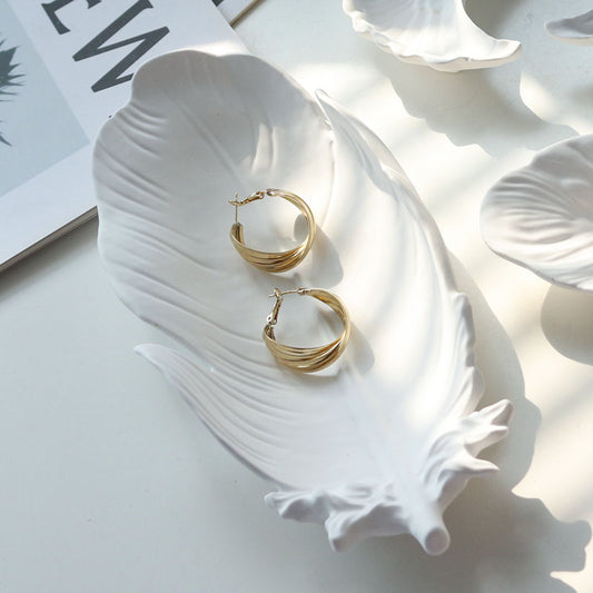 Gypsum feather decoration storage tray decoration necklace accessories cosmetics perfume photography posing props - E-Esther Clothing Store