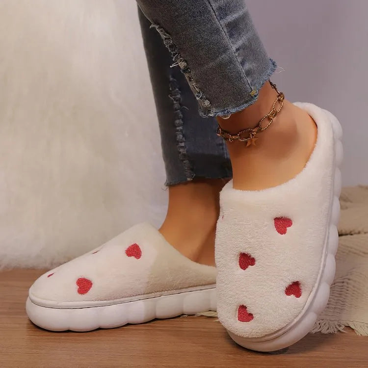 Heart Round Toe Flat Slippers - E-Esther Clothing Store