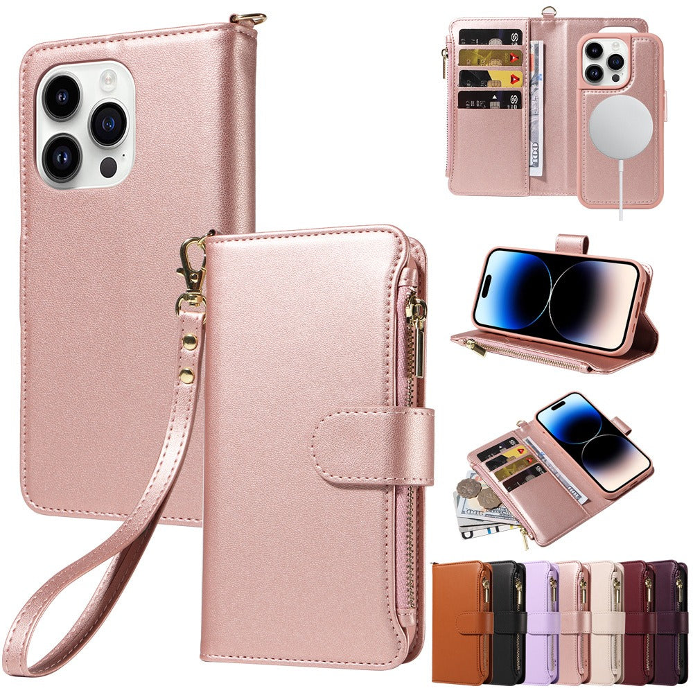 Apple 15 phone case flip wireless charging iPhone 14 phone leather case wallet style phone protection case - E-Esther Clothing Store