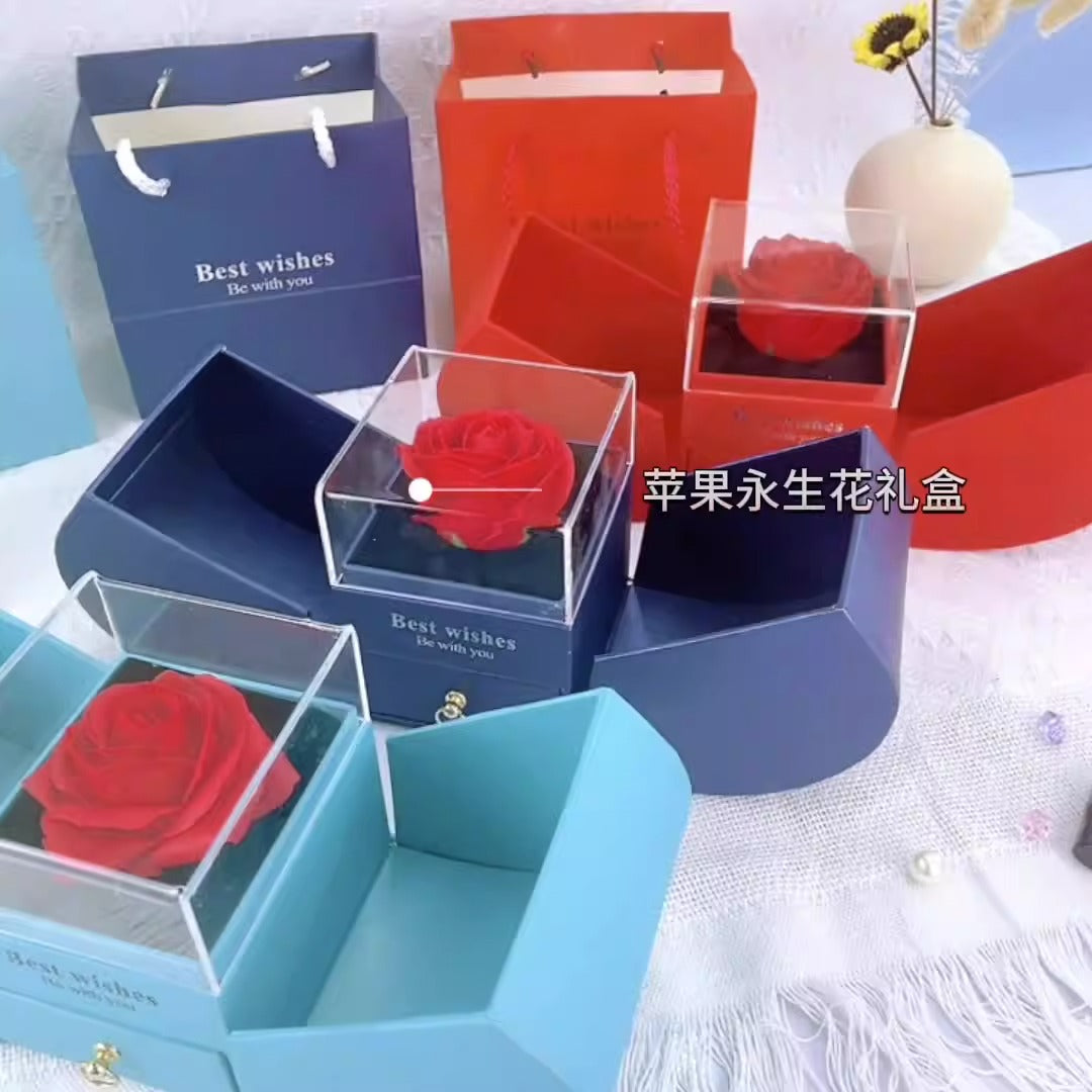 Apple Creative Rose Gift Box Necklace Ring perfume For Friends Valentine's Day Christmas Birthday Gift Box - E-Esther Clothing Store