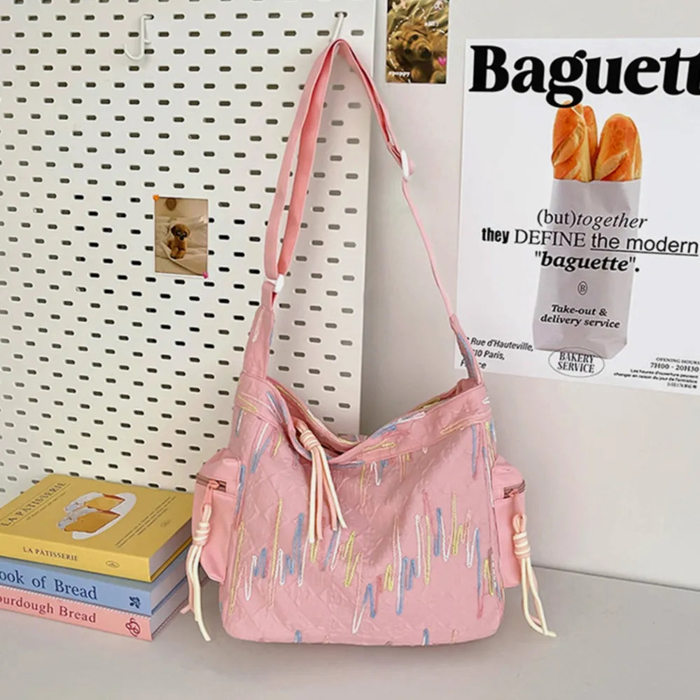 Contrast Texture Shoulder Bag - E-Esther Clothing Store