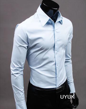Men Shirt Long Sleeve Fashion Mens Casual Shirts Cotton Solid Color Business Slim Fit Social Camisas Masculina - E-Esther Clothing Store