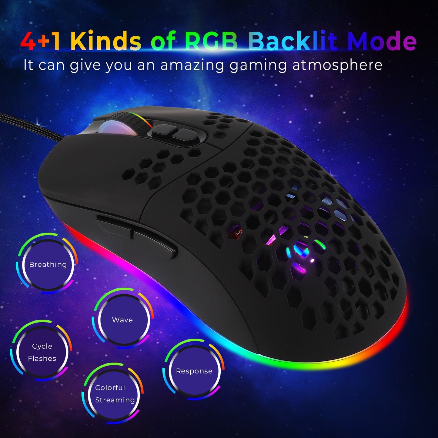 Cave mouse USB-C luminous RGB wired macro programming game mouse with 6 keys to turn off lights - E-Esther Clothing Store