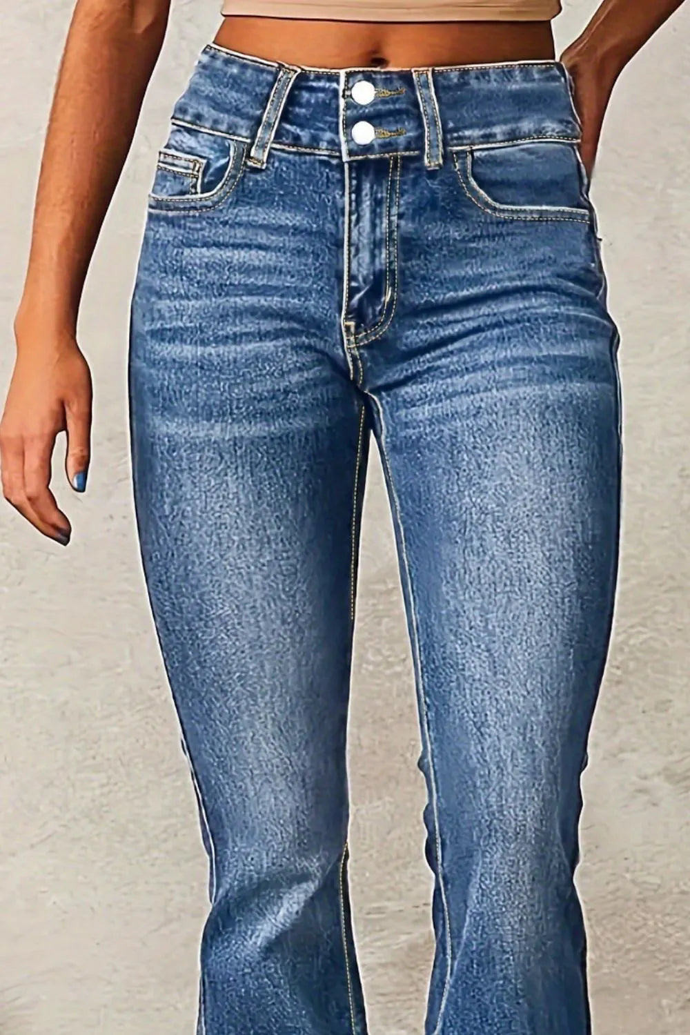 Cat Whisker Washed Bootcut Jeans - E-Esther Clothing Store