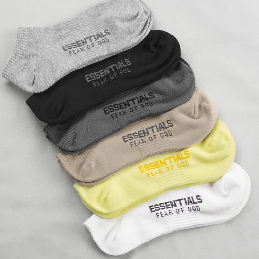 FEAR OF GOD DOUBLE LINE ESSENTIALS Mens and Women's High Street FOG Letter Fashion Brand Sports Socks Boat Socks Versatile - E-Esther Clothing Store