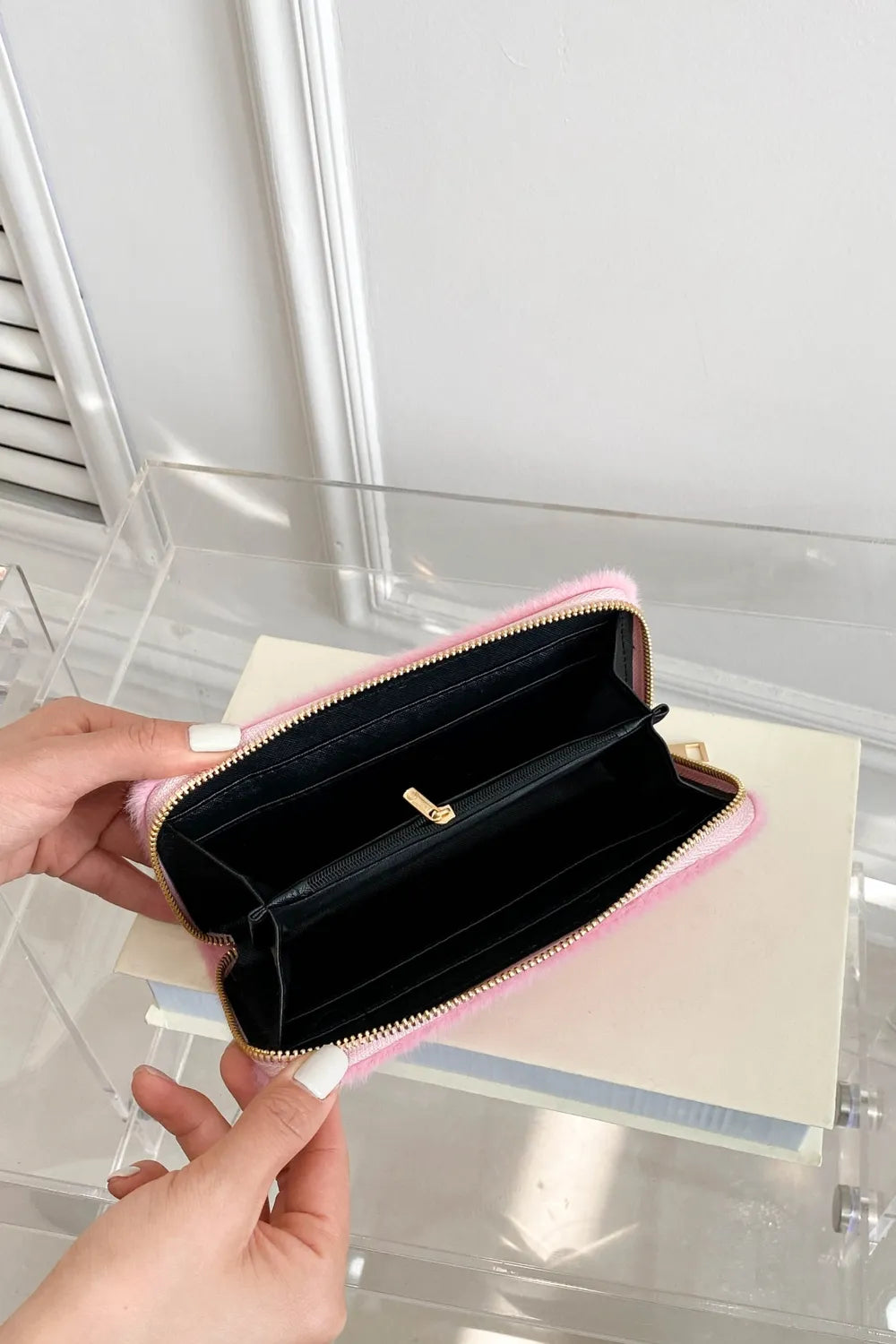 Solid Color Fluff Rectangle Wallet - E-Esther Clothing Store