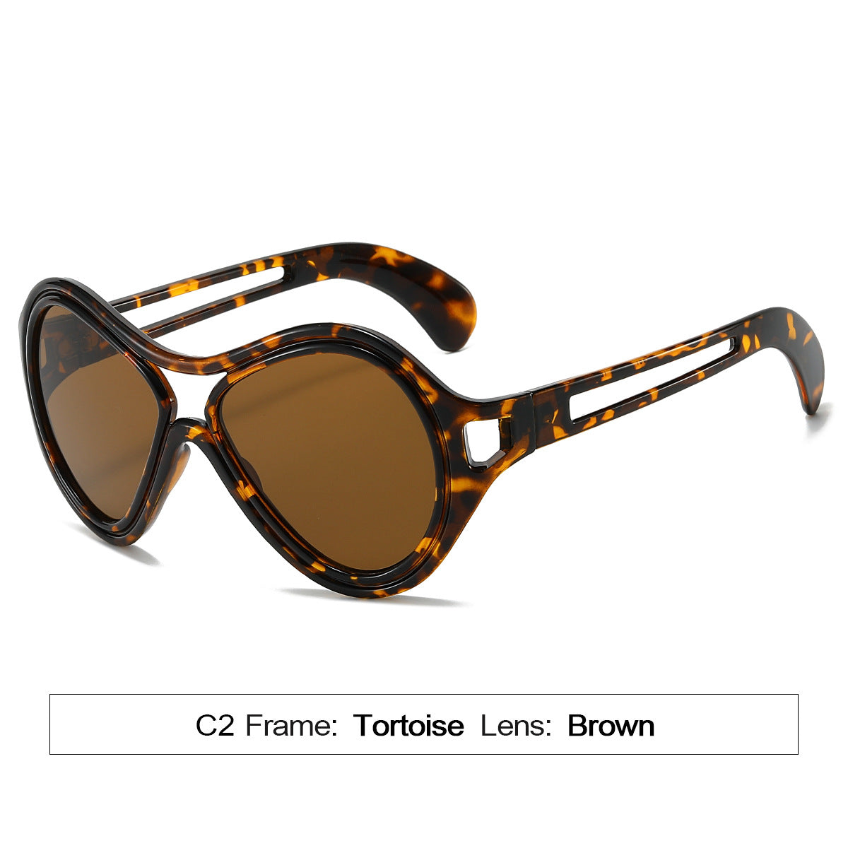 New European and American Sunglasses for Women UV400 Fashion Double Beam Round Frame Personalized PC Hollow Sunscreen Sunglasses - E-Esther Clothing Store