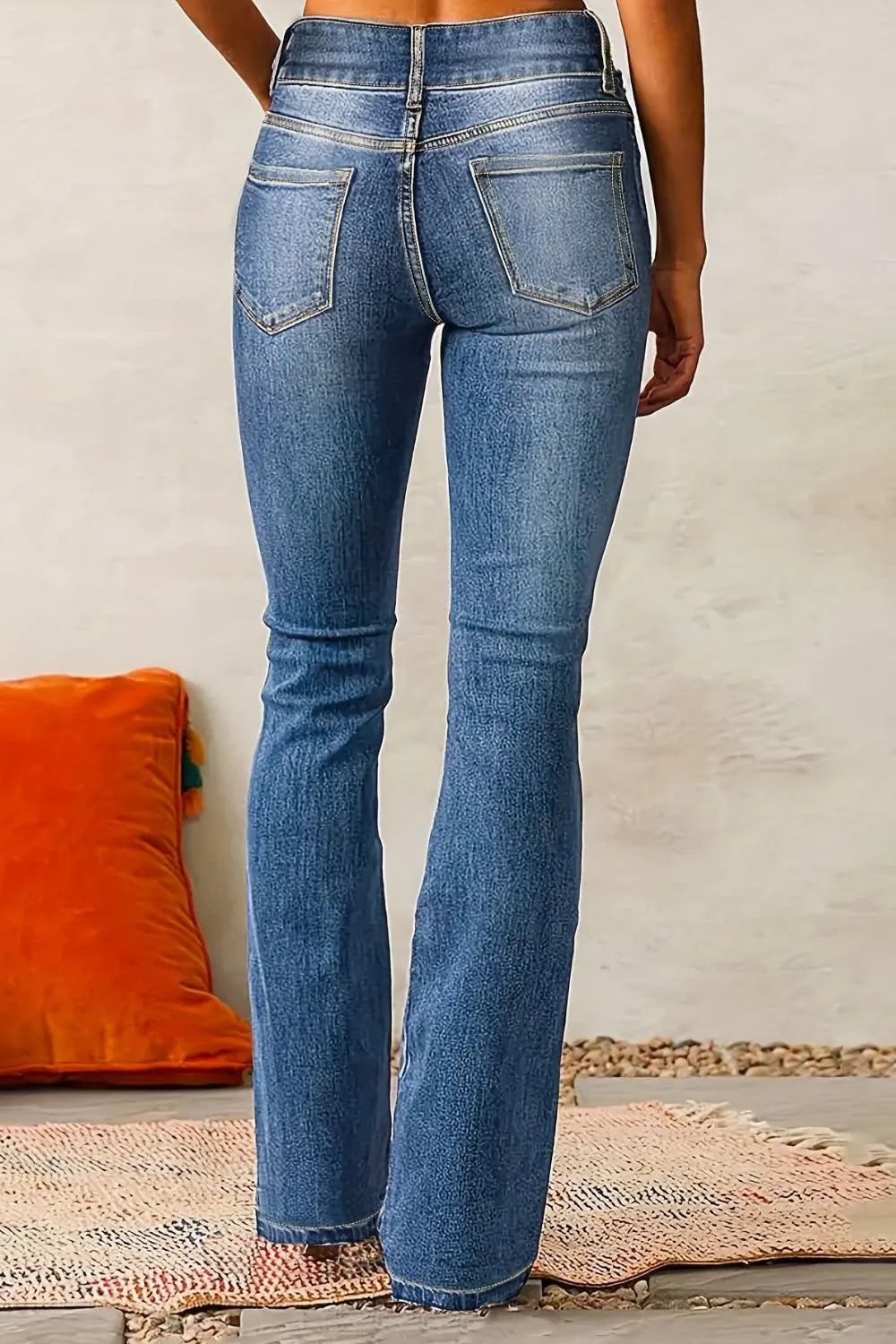 Cat Whisker Washed Bootcut Jeans - E-Esther Clothing Store