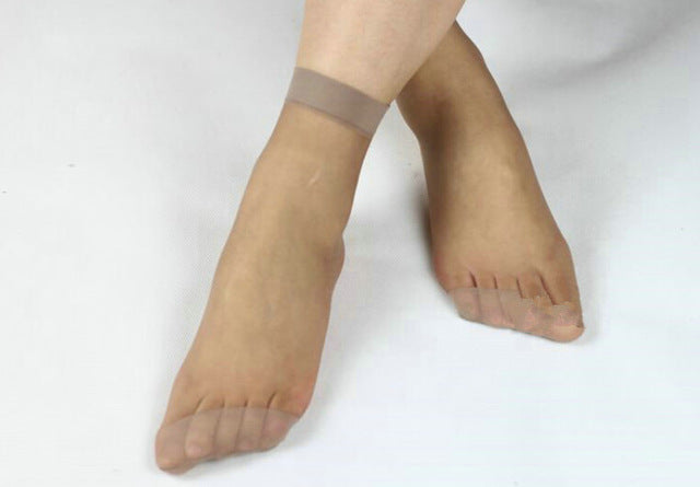 20 Pieces 10 Pairs Multicolor Ankle High Sexy Simple Ultra Thin Short Nylon Socks Women Crystal Transparent Elastic Girl Socks - E-Esther Clothing Store
