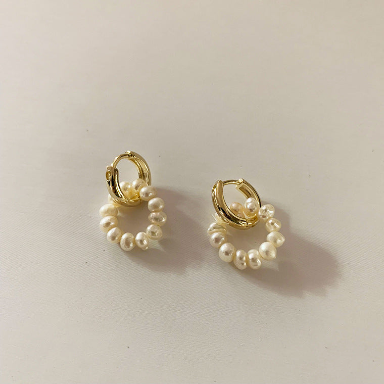 Natural Freshwater Pearl Earrings for Women Two Wear Detachable Simple French Buckle - E-Esther Clothing Store