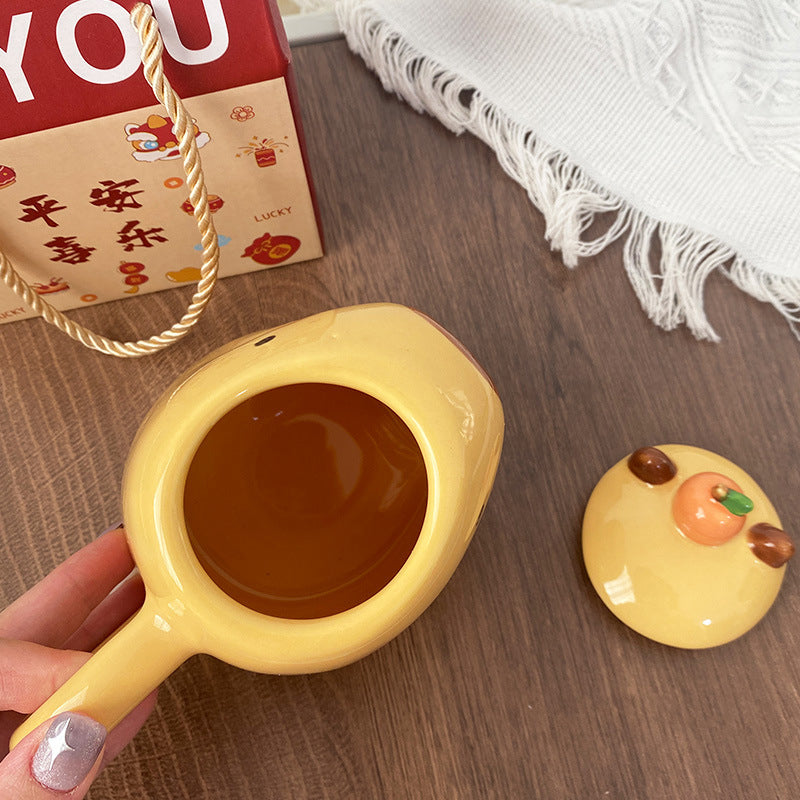 Fun 3D Capybara Mug Pair：3D capybara - designed mugs with handles & lids. A wonderful gift choice for girls. - E-Esther Clothing Store
