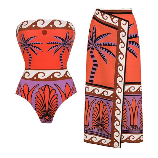 Two piece hot spring swimsuit women's strapless swimsuit - E-Esther Clothing Store