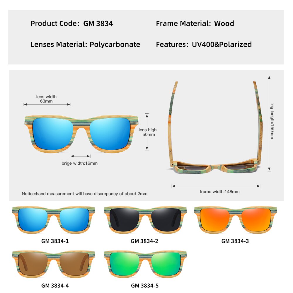 Skateboard Wood Bamboo Sunglasses Polarized for Women Mens New Brand Designer Wooden Sun Glasses UV Protection Lens - E-Esther Clothing Store