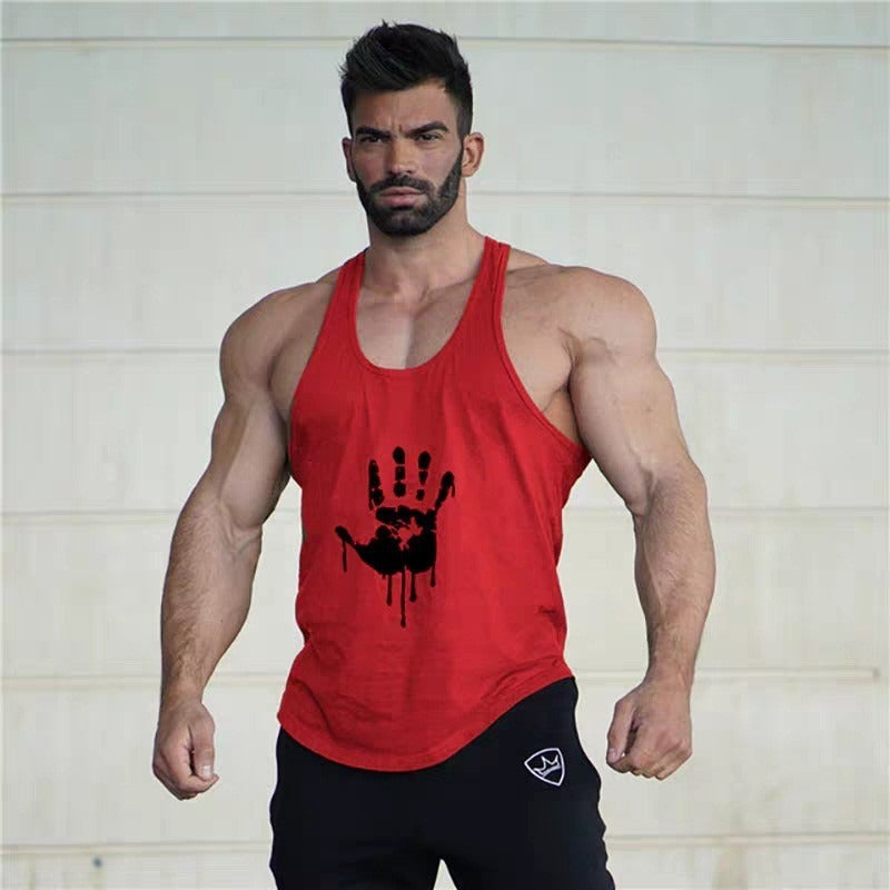 Fitness Tank Top Mens Sports Tank Top Summer Muscle Tank Top Cotton Sweat absorbing Embossed Thin Belt Tank Top - E-Esther Clothing Store