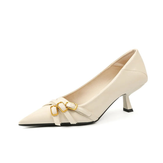 Point Toe Low Heel Pumps - E-Esther Clothing Store
