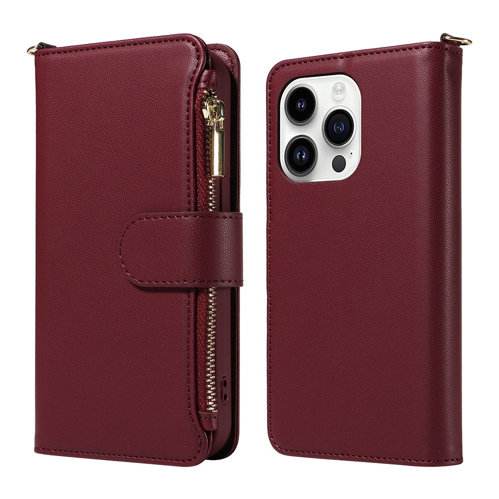 Apple 15 phone case flip wireless charging iPhone 14 phone leather case wallet style phone protection case - E-Esther Clothing Store