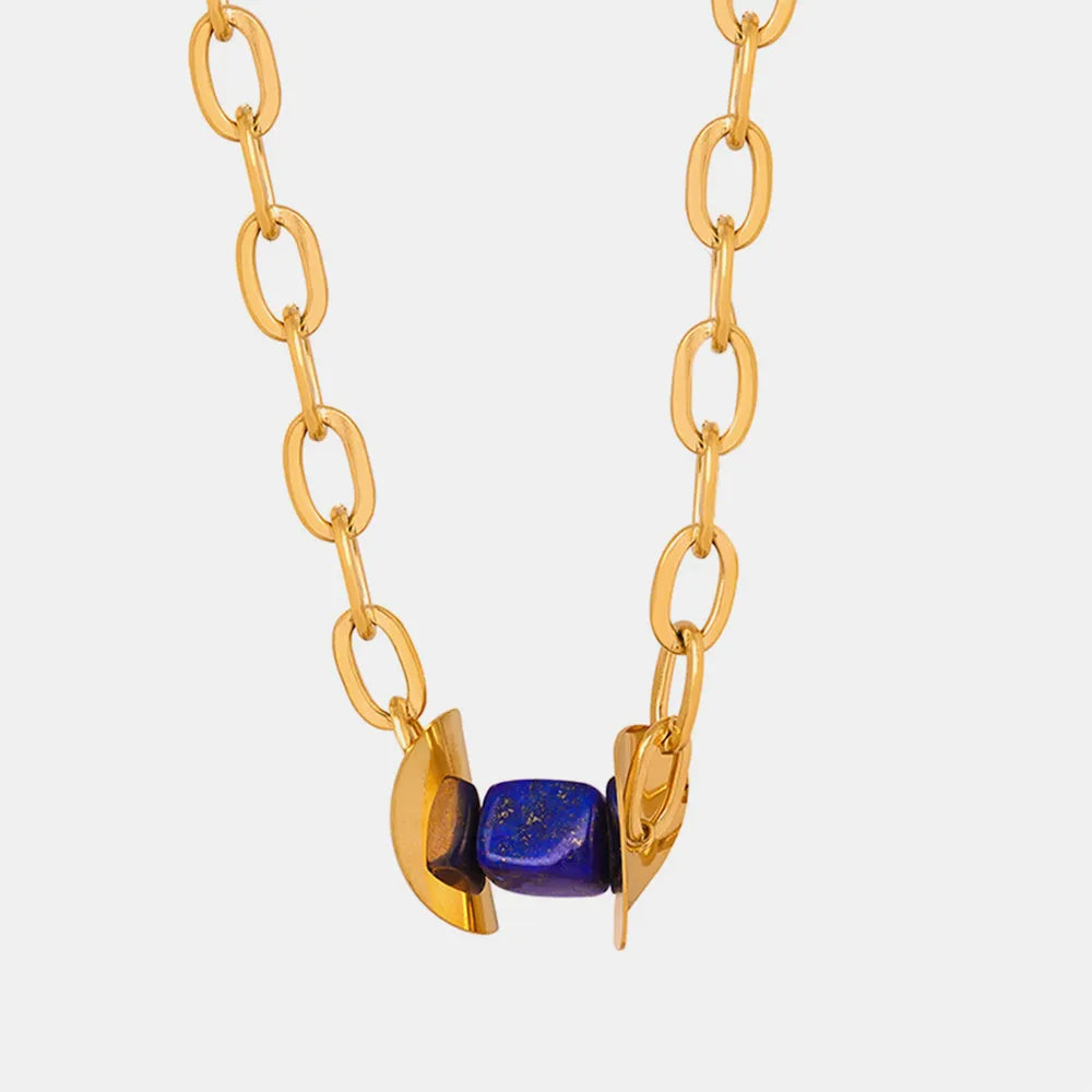 Natural Stone Pendant Titanium Steel Necklace - E-Esther Clothing Store