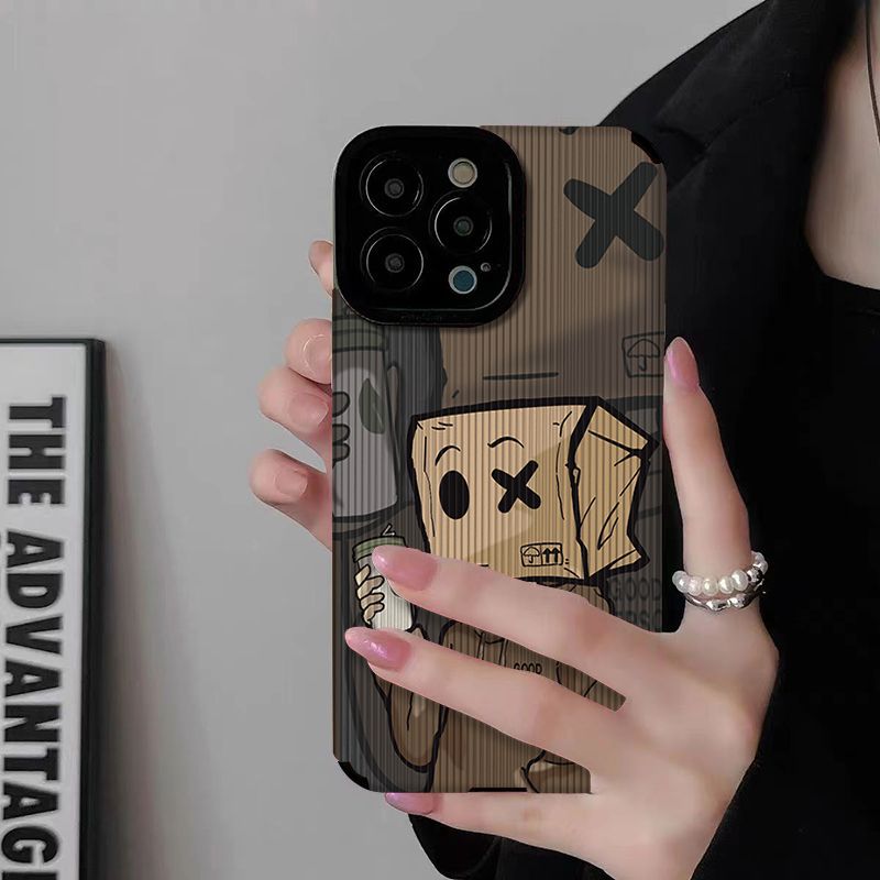 Suitable for social anxiety cardboard boxes iPhone 11 Apple 14 13 all inclusive 15PRO phone case 12 drop resistant 7P - E-Esther Clothing Store