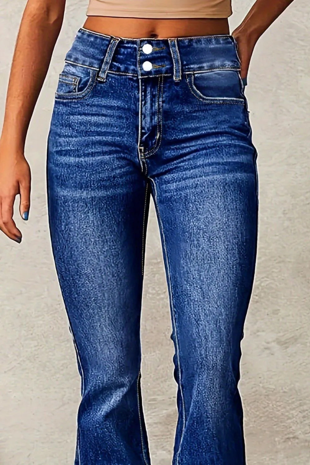 Cat Whisker Washed Bootcut Jeans - E-Esther Clothing Store