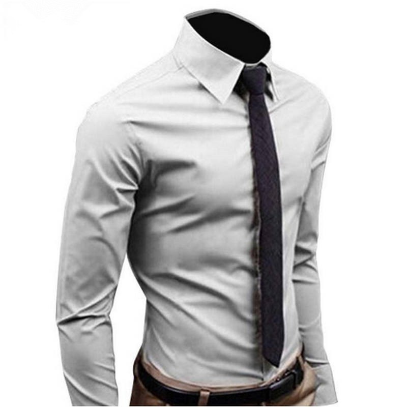 Men Shirt Long Sleeve Fashion Mens Casual Shirts Cotton Solid Color Business Slim Fit Social Camisas Masculina - E-Esther Clothing Store