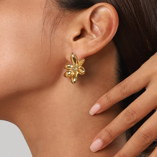 Stainless Steel Flower Earrings - E-Esther Clothing Store