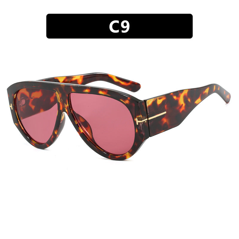 T-shaped large frame sunglasses, pilot's toad fashion cross-border sunglasses, personalized women's sunglasses - E-Esther Clothing Store