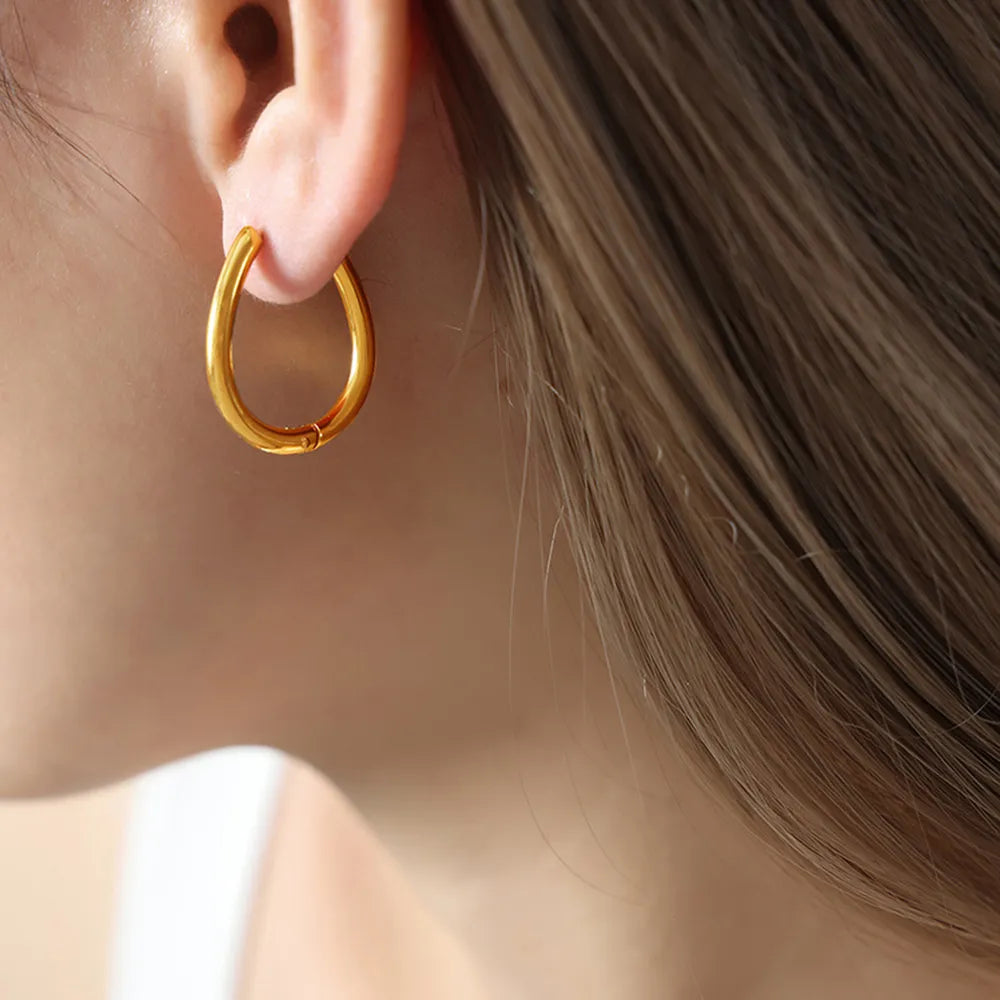 Titanium Steel Huggie Earrings - E-Esther Clothing Store