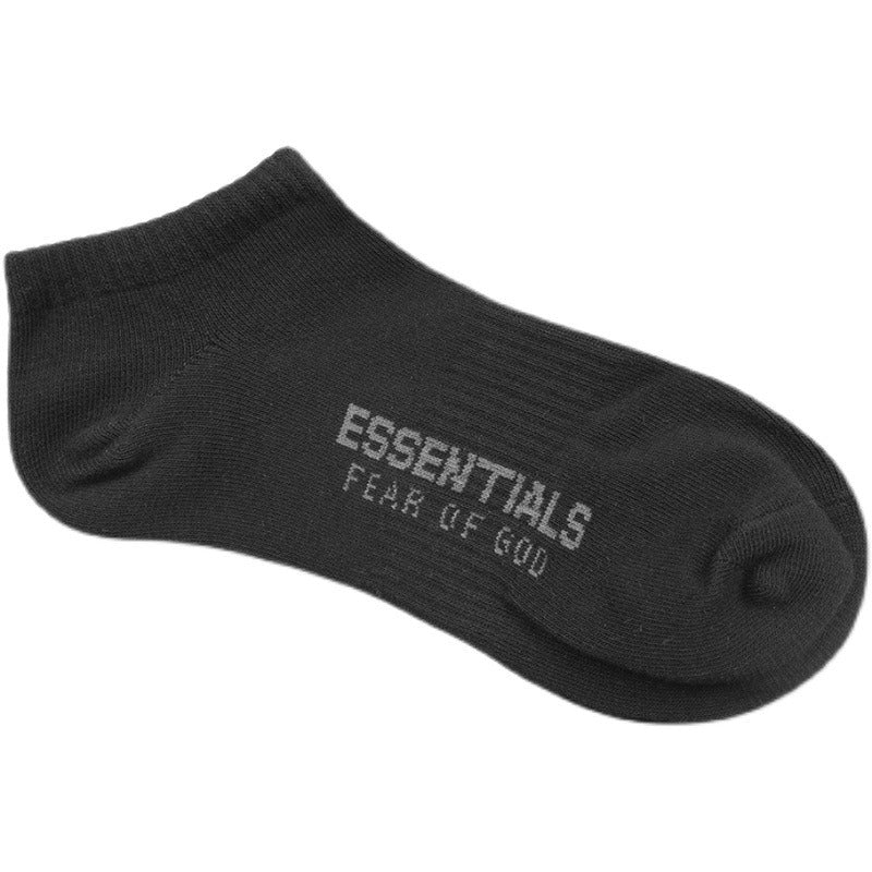 FEAR OF GOD DOUBLE LINE ESSENTIALS Mens and Women's High Street FOG Letter Fashion Brand Sports Socks Boat Socks Versatile - E-Esther Clothing Store