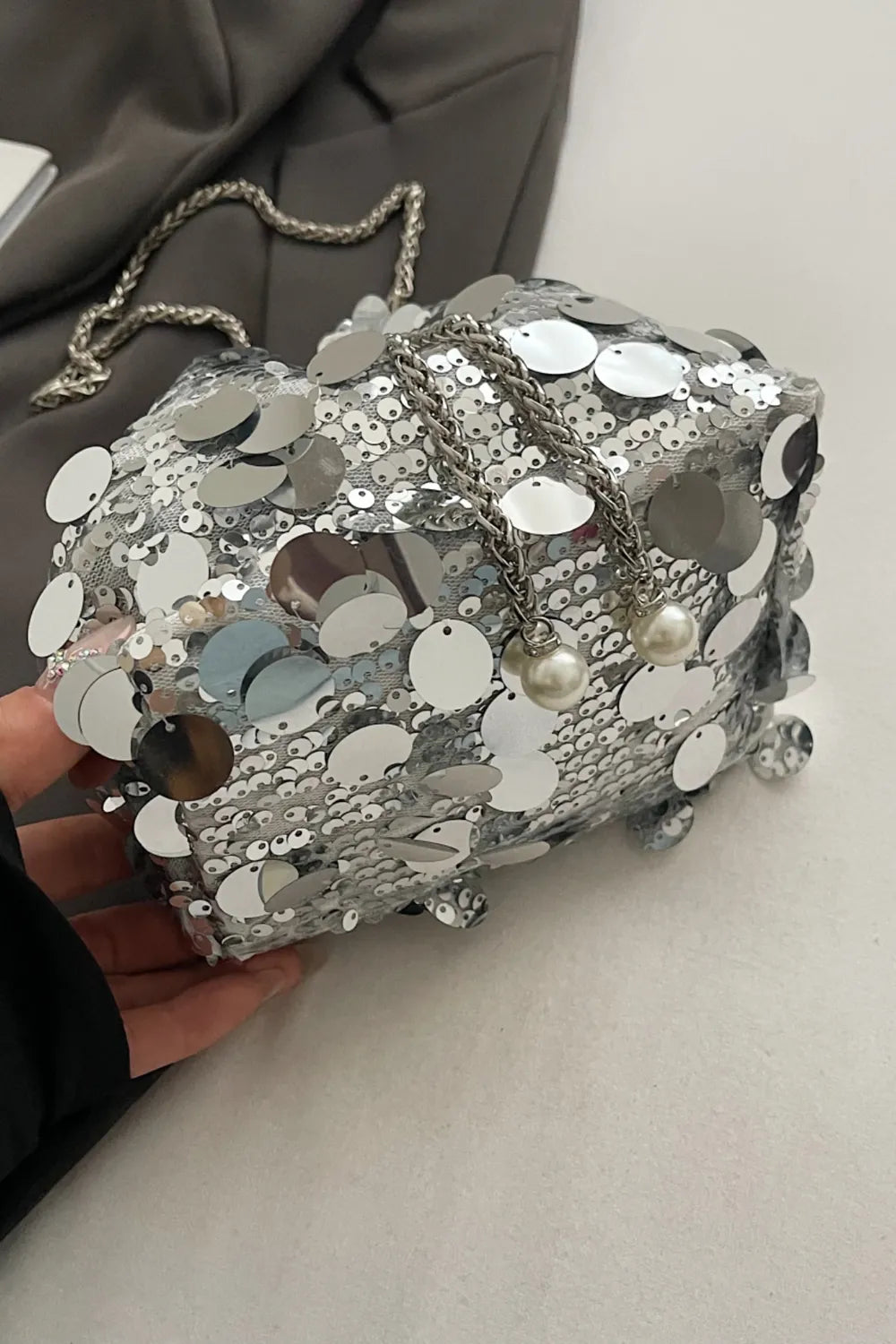 Drawstring Sequin Crossbody Bag - E-Esther Clothing Store
