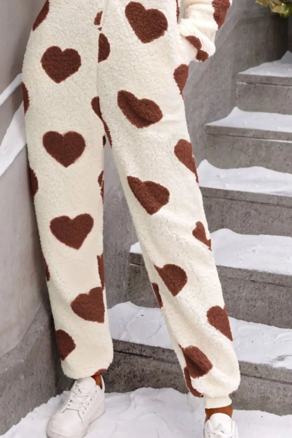 Heart Zip Up Hooded Lounge Jumpsuit - E-Esther Clothing Store