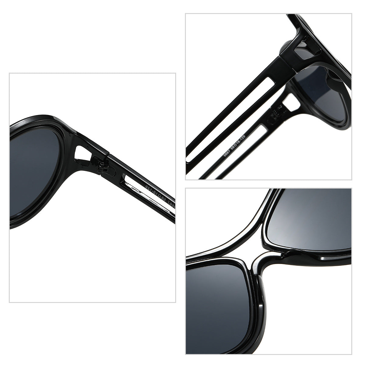 New European and American Sunglasses for Women UV400 Fashion Double Beam Round Frame Personalized PC Hollow Sunscreen Sunglasses - E-Esther Clothing Store