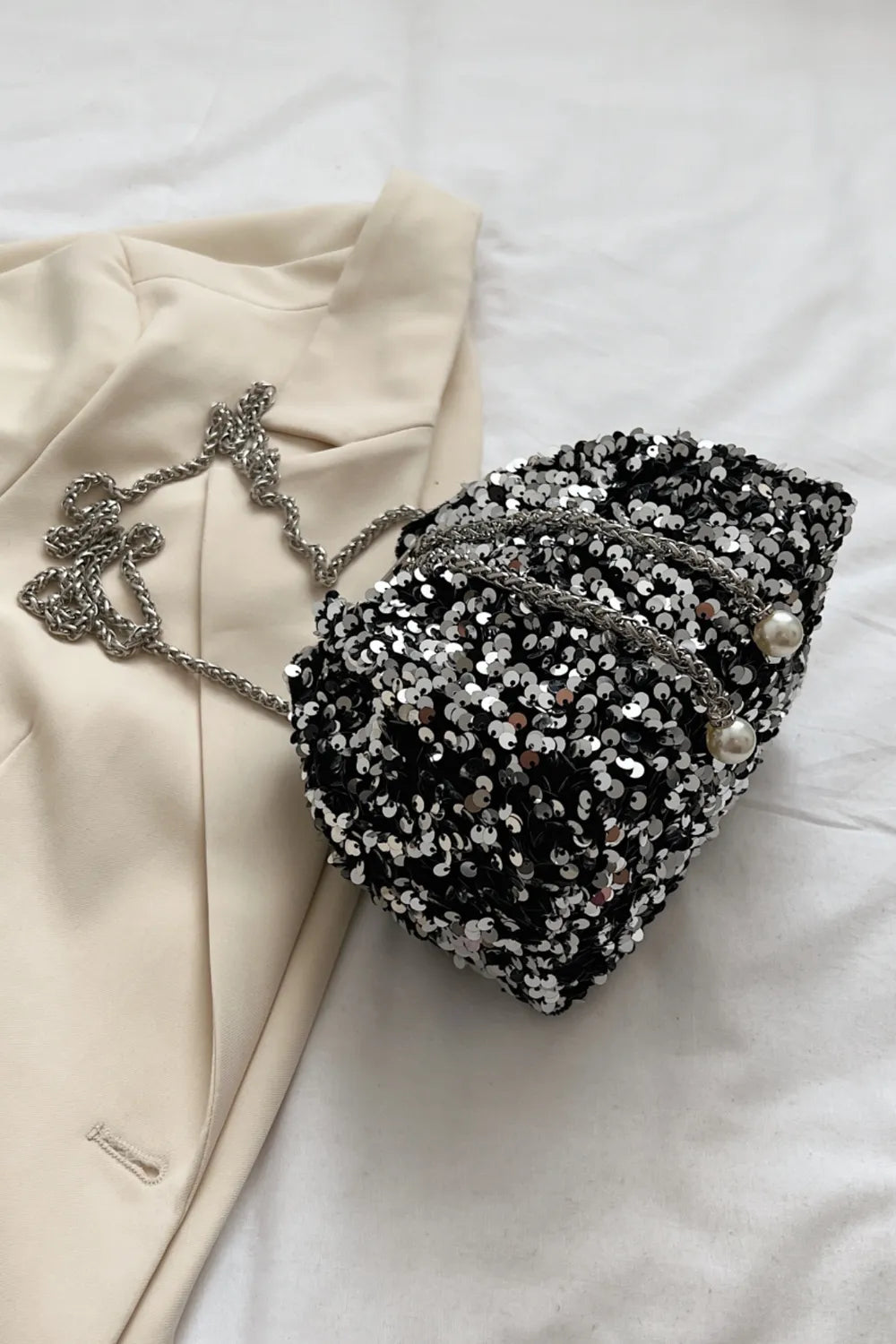 Sequin Chain Drawstring Bucket Bag - E-Esther Clothing Store
