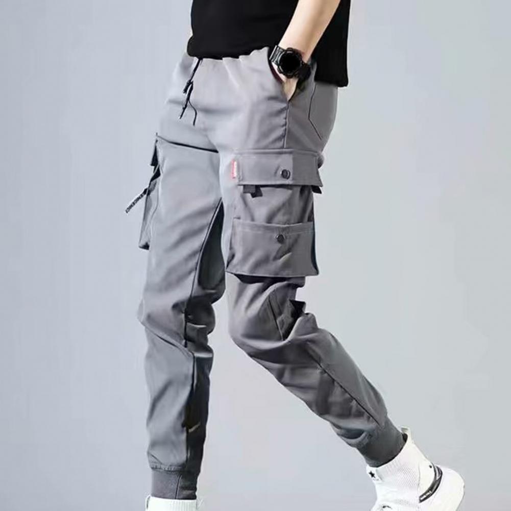 Autumn Men Pants Hip Hop Harem Joggers Pants New Male Trousers Mens Solid Multi-pocket Cargo Pants Skinny Fit Sweatpants - E-Esther Clothing Store