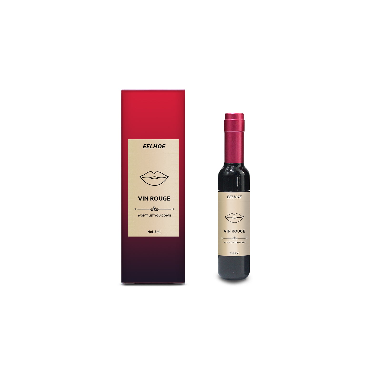 Vin Rouge Lip Tint, Non-Stick Cup Color Development Portable Waterproof Non-Fading Moisturizing Red Wine Bottle Lip Glaze - E-Esther Clothing Store