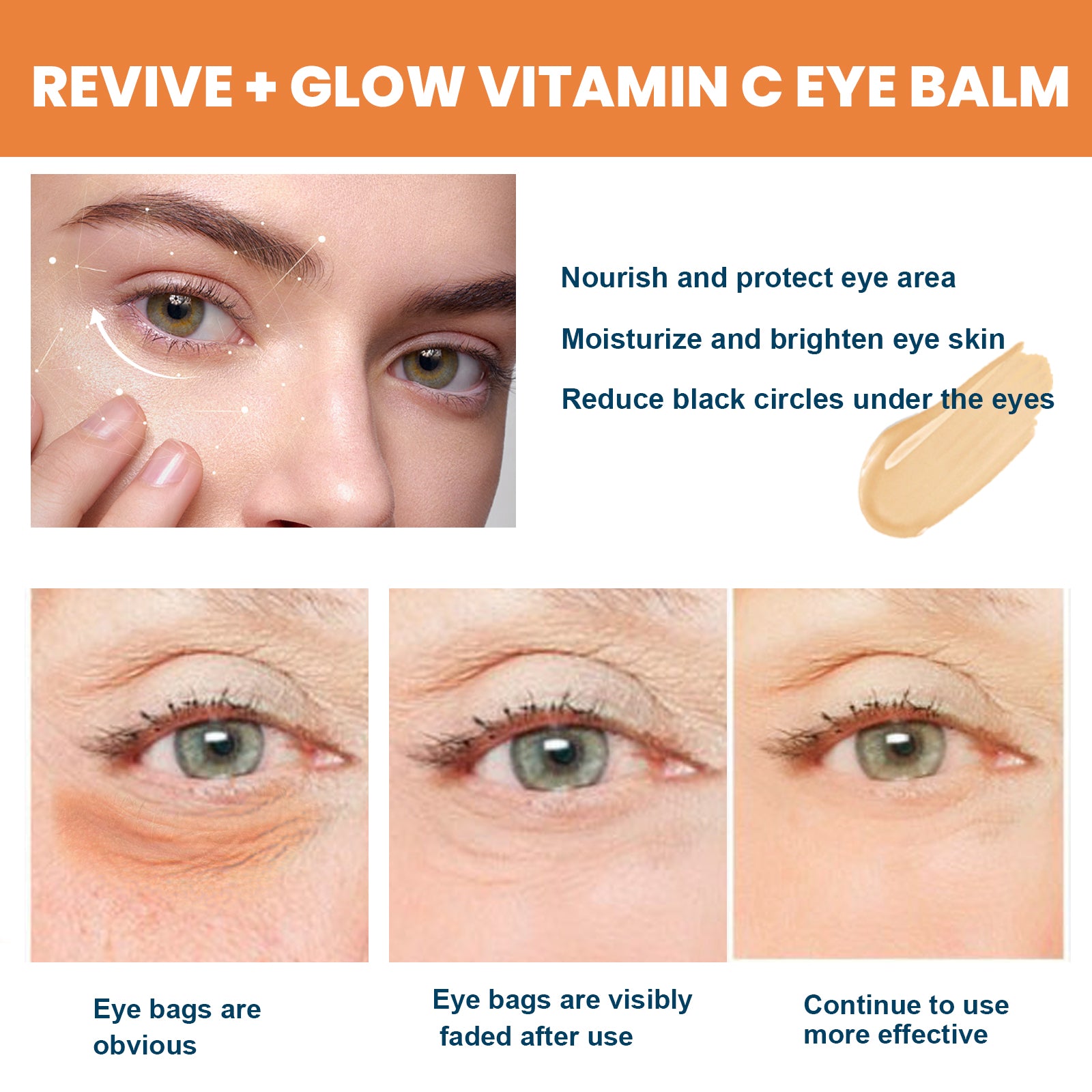 Revive + Glow Vitamin C Eye Balm, Dark Circles Repair Moisturizing Firming Eye Cream Stick - E-Esther Clothing Store