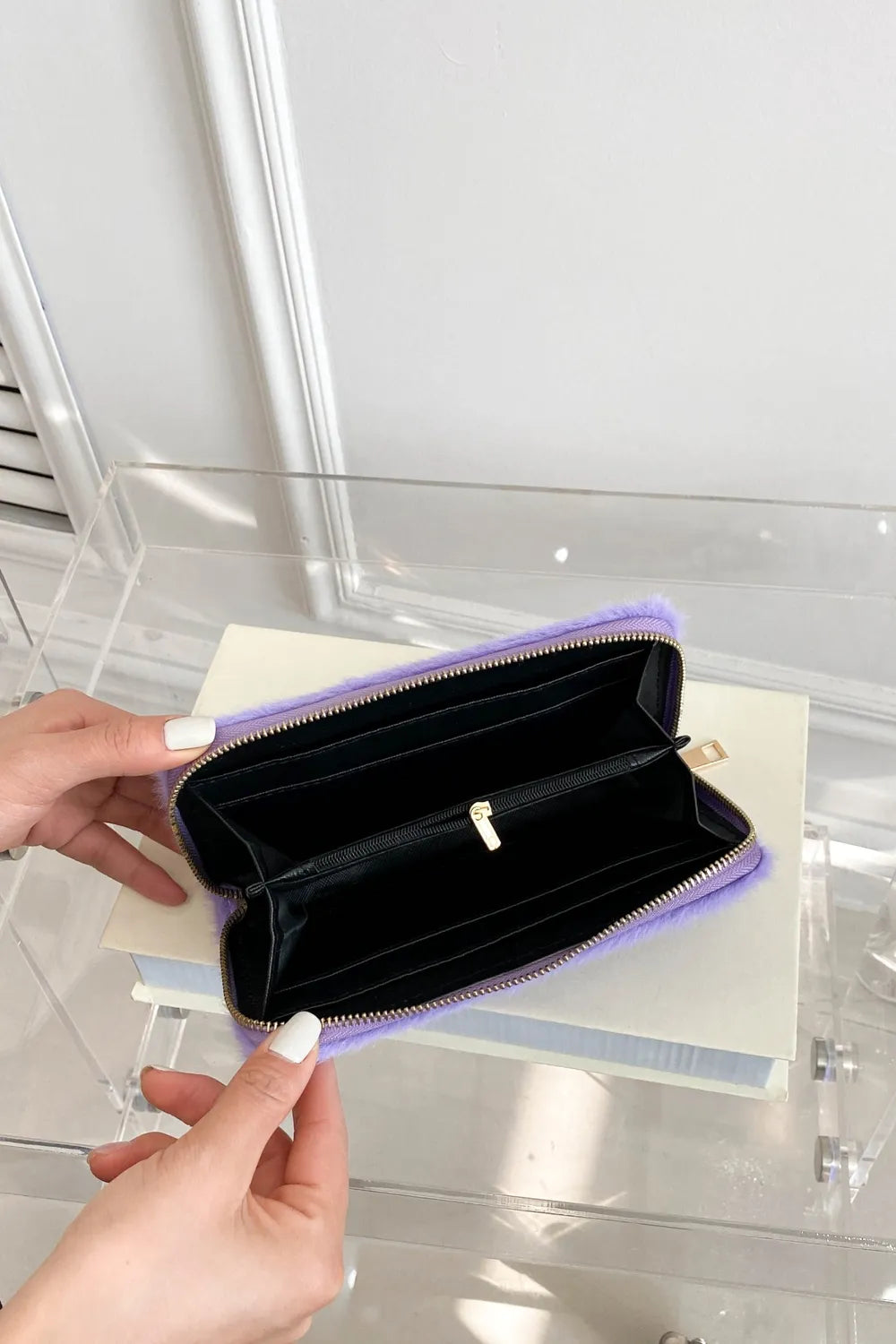 Solid Color Fluff Rectangle Wallet - E-Esther Clothing Store