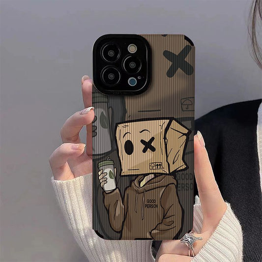 Suitable for social anxiety cardboard boxes iPhone 11 Apple 14 13 all inclusive 15PRO phone case 12 drop resistant 7P - E-Esther Clothing Store