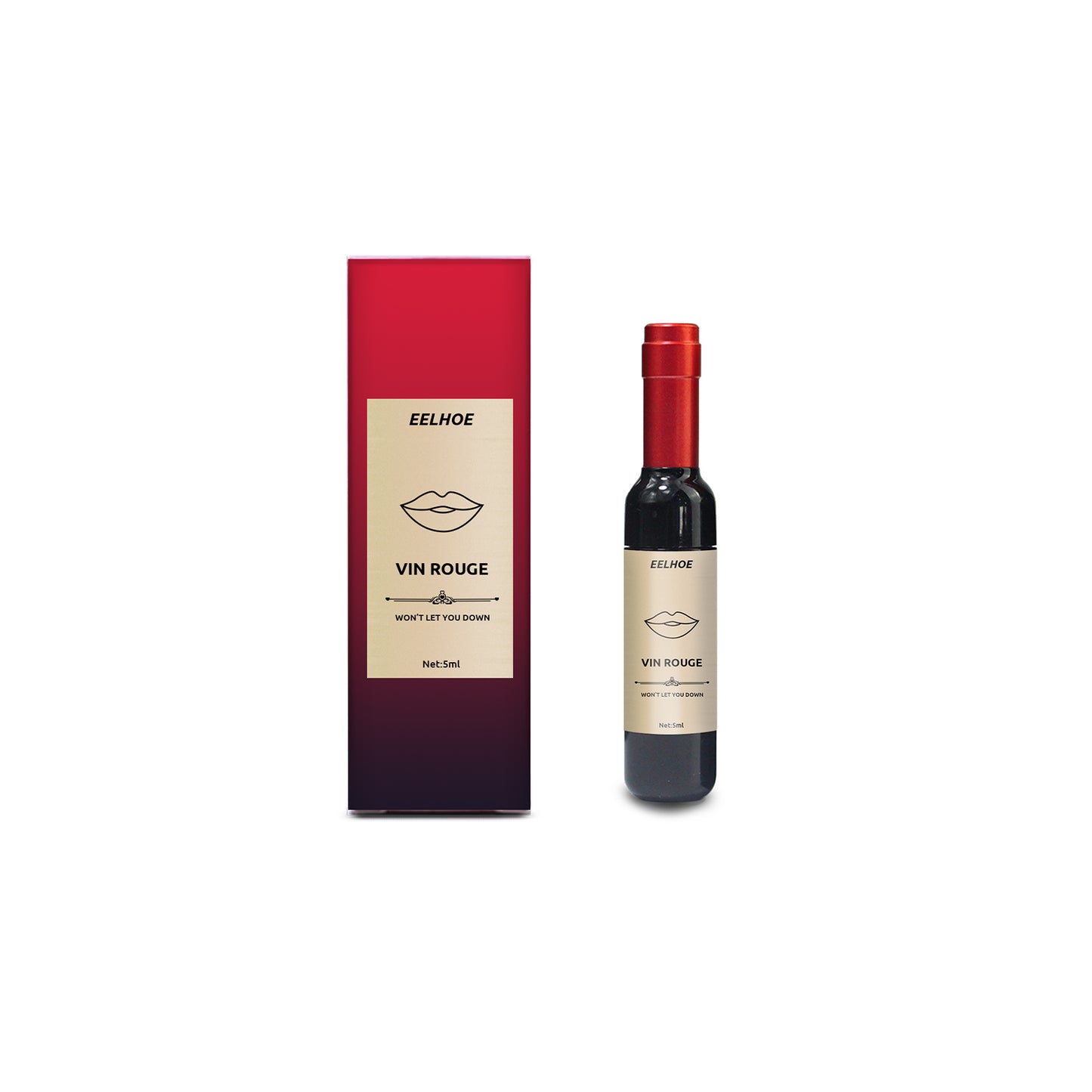 Vin Rouge Lip Tint, Non-Stick Cup Color Development Portable Waterproof Non-Fading Moisturizing Red Wine Bottle Lip Glaze - E-Esther Clothing Store