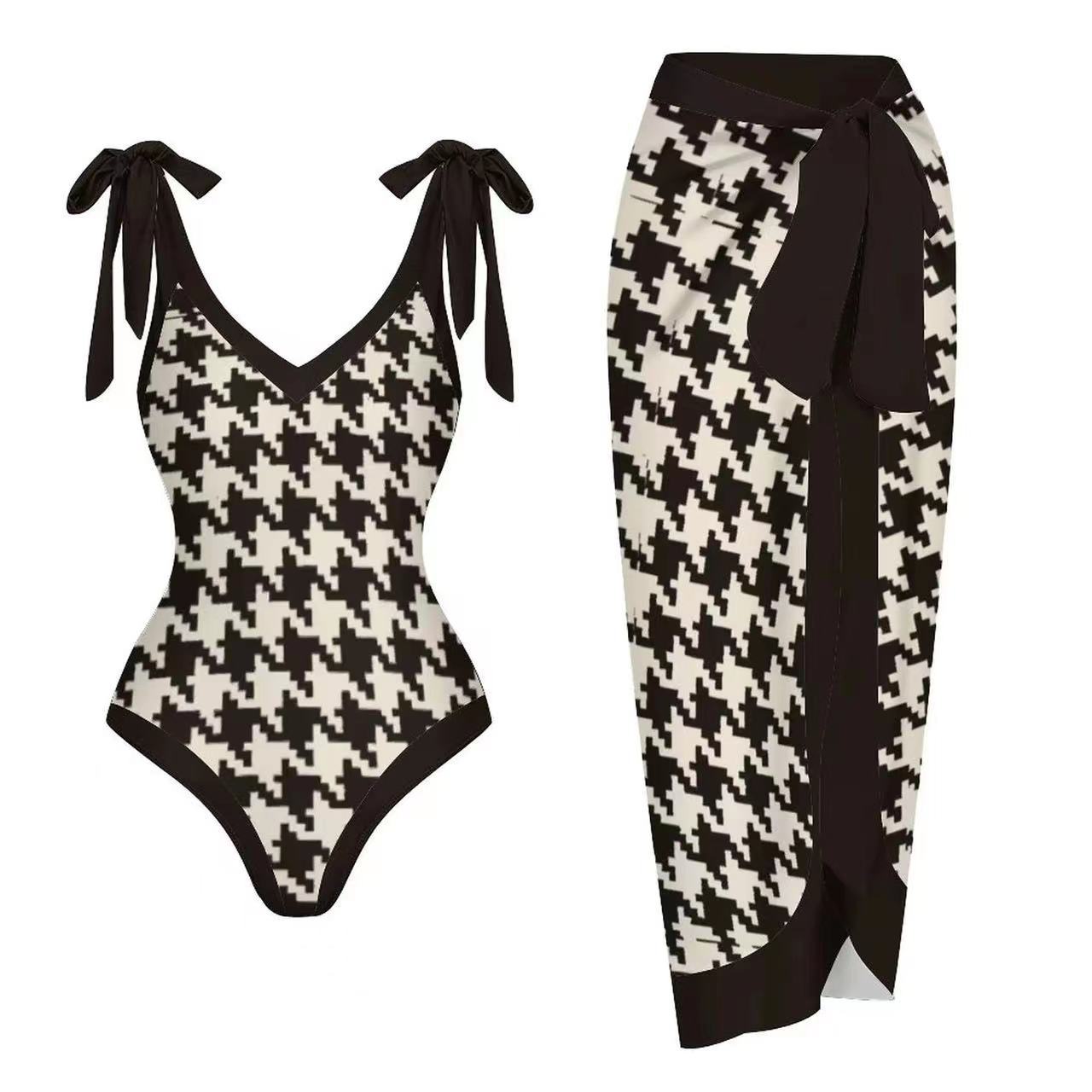 European and American one-piece gauze skirt swimsuit sunscreen swimsuit set - E-Esther Clothing Store