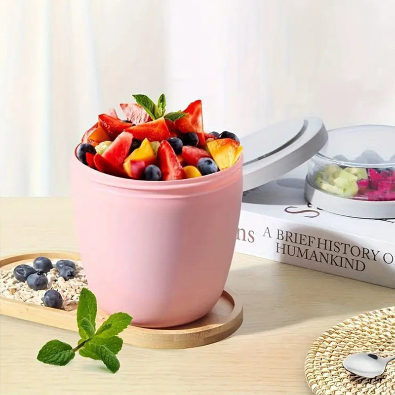 Portable Yogurt Cereal Cups with Lids. Ideal for Overnight Oats, DIY Salads & Parfaits. Great for Breakfast or Lunch - E-Esther Clothing Store