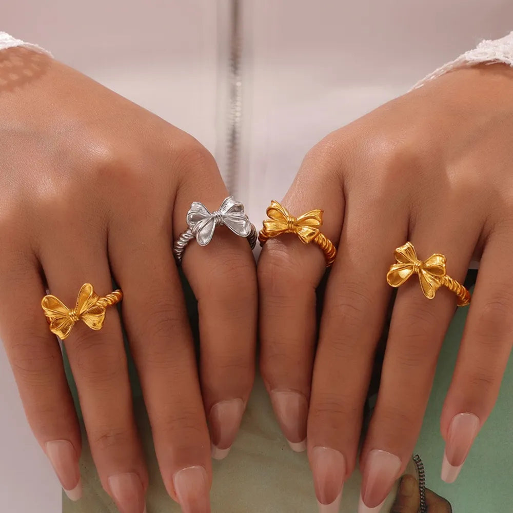 Twisted Titanium Steel Bow Ring - E-Esther Clothing Store