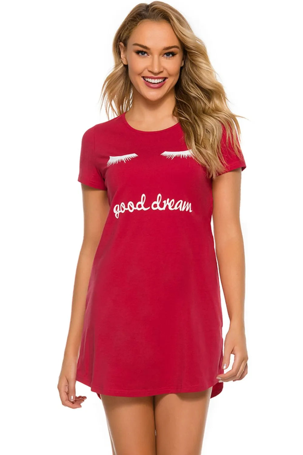 Graphic Round Neck Short Sleeve Lounge Dress - E-Esther Clothing Store