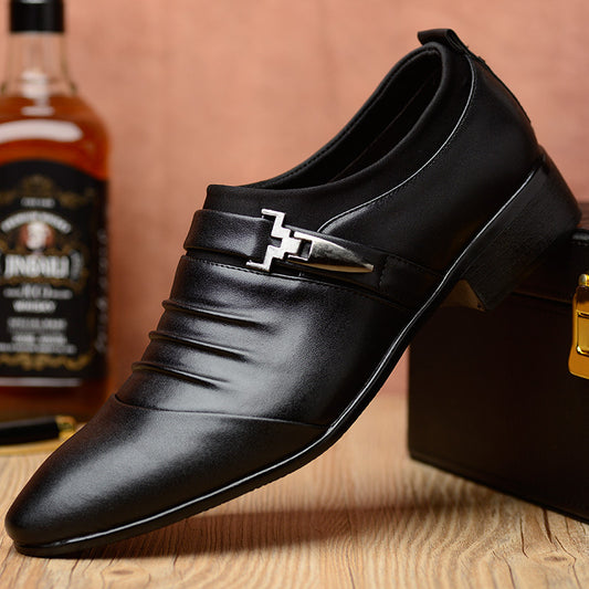 Business casual leather shoes, one foot shoes, youth trendy shoes, lazy shoes, pointed hairstylists, leather shoes, men's shoes - E-Esther Clothing Store