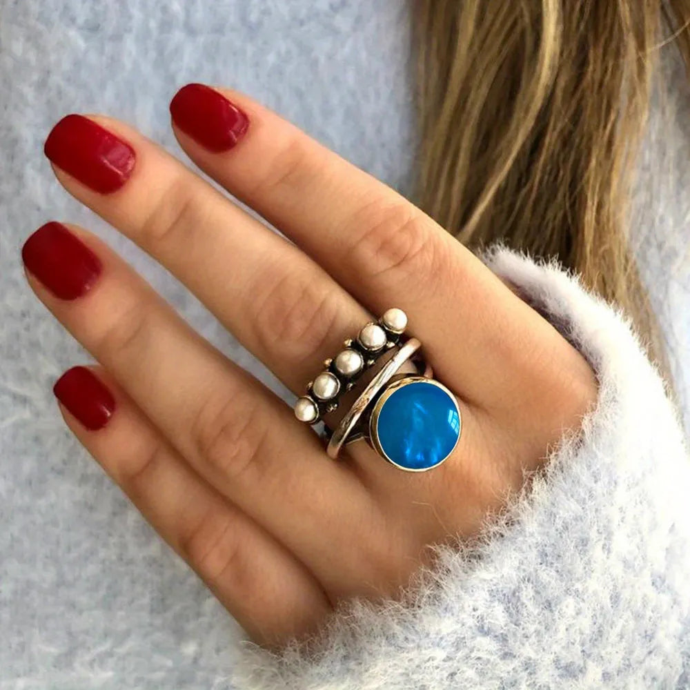 Alloy Three-Layered Open Ring - E-Esther Clothing Store