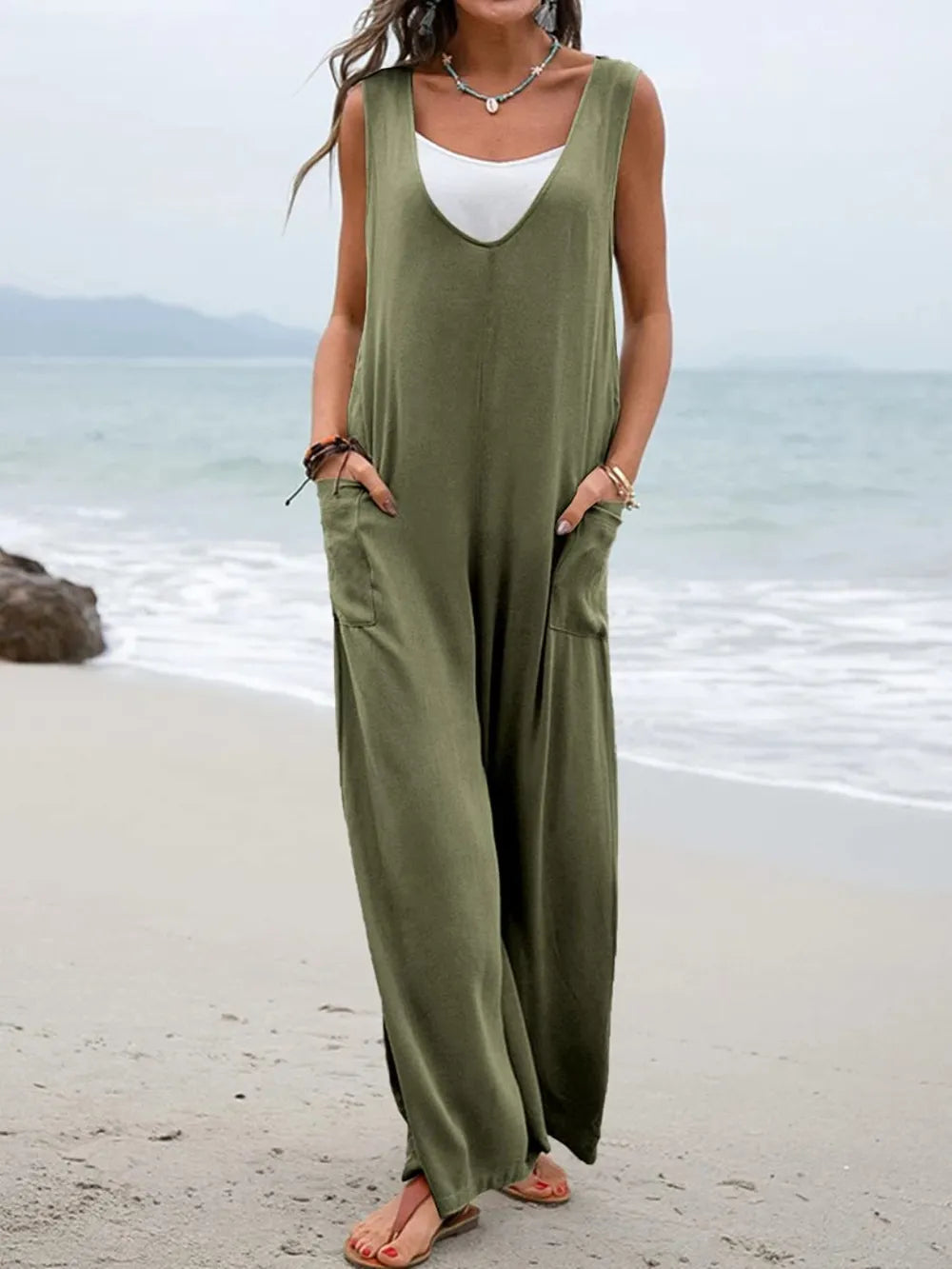 Spring and summer style women's jumpsuit sleeveless women's jumpsuit - E-Esther Clothing Store