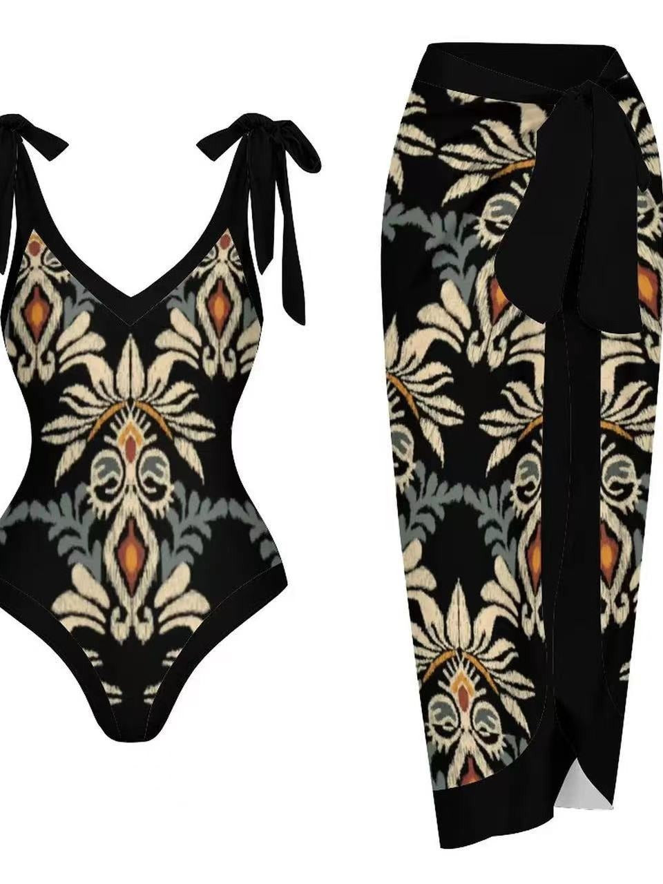 European and American one-piece gauze skirt swimsuit sunscreen swimsuit set - E-Esther Clothing Store