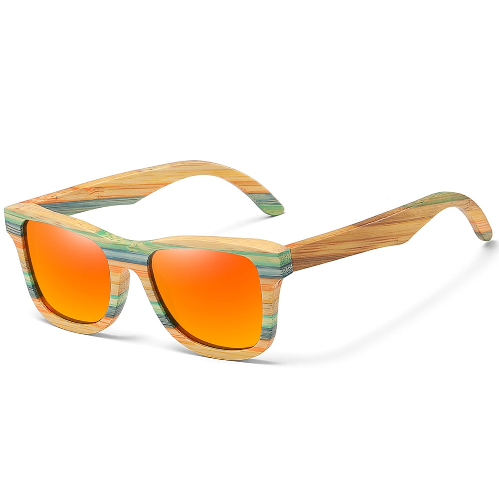 Skateboard Wood Bamboo Sunglasses Polarized for Women Mens New Brand Designer Wooden Sun Glasses UV Protection Lens - E-Esther Clothing Store