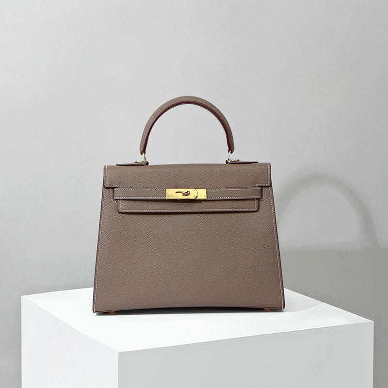 Fashionable cowhide high-end leather Kelly bag palm pattern crossbody handbag small handbag for women - E-Esther Clothing Store