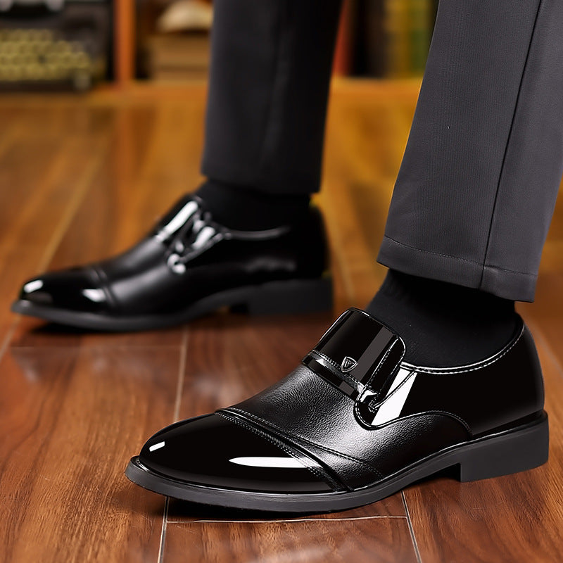 High end shiny business dress leather shoes, height increasing set feet, suit shoes, men's shoes - E-Esther Clothing Store